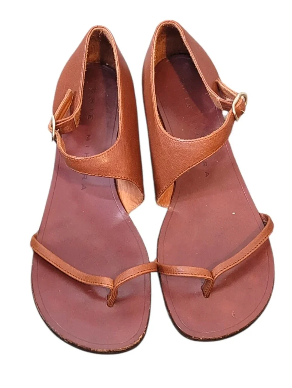 Chie Mihara Women's Brown Leather Ankle-Strap Sandals Size 37/ US6.5-7